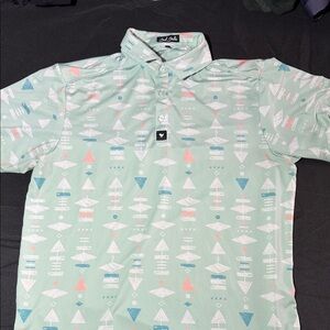 Bad Birdie Men's Geometric Pattern Polo Shirt - Mint Green